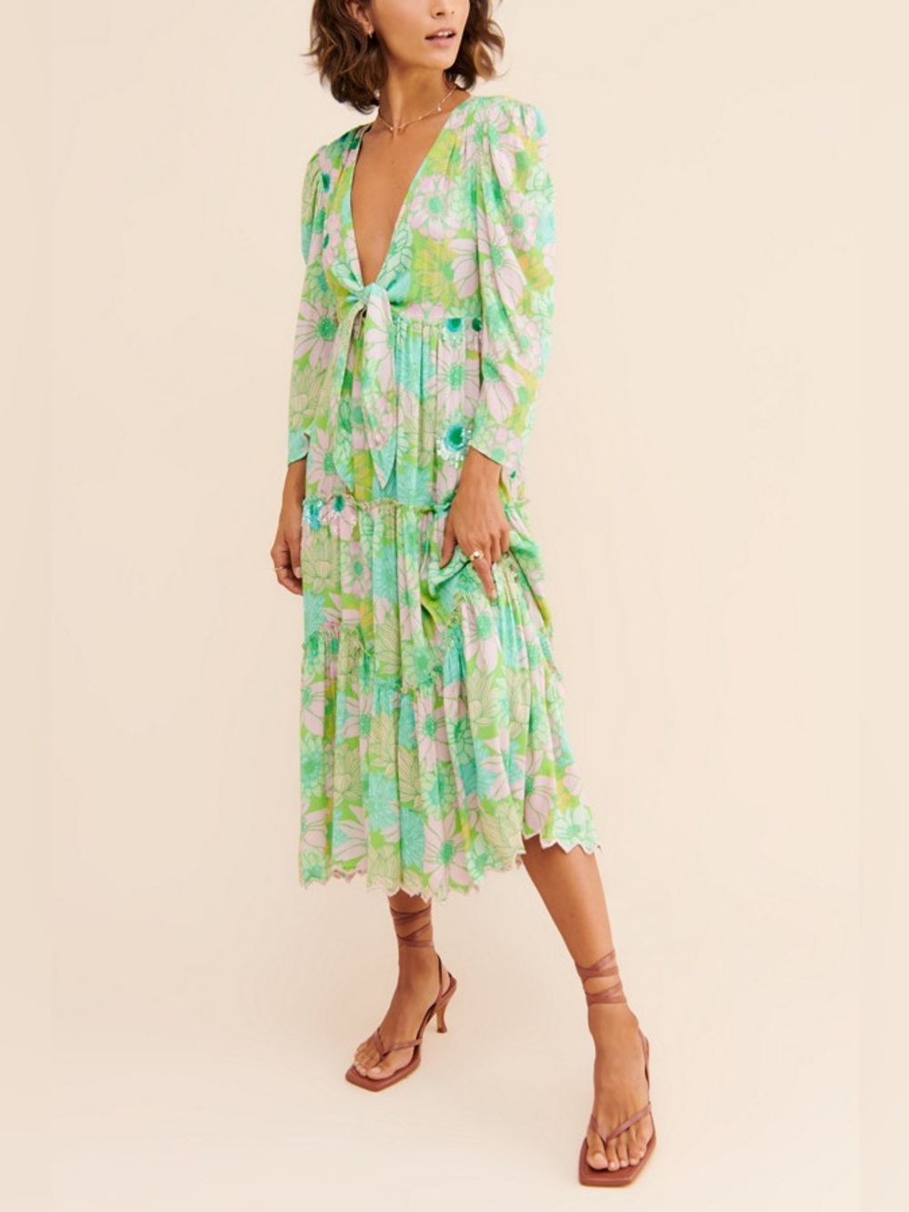 Hemant & Nandita Flawed Nadia Tiered Midi Dress